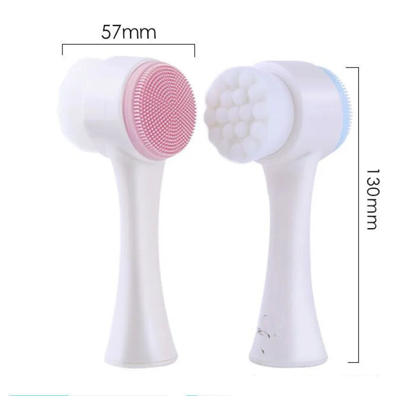 Escova Facial Dupla 3D: Limpeza Profunda e Massagem Suave com Cerdas de Silicone